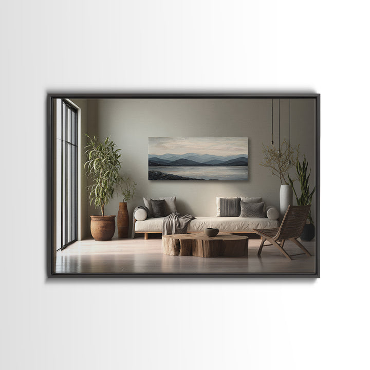 Minimal Mountain Sunrise for Focus Canvas Print, Office Art, Wall Prints, Office Decor, Oil Painting, Focus, Cubicle Decor, OFF-3x2-30