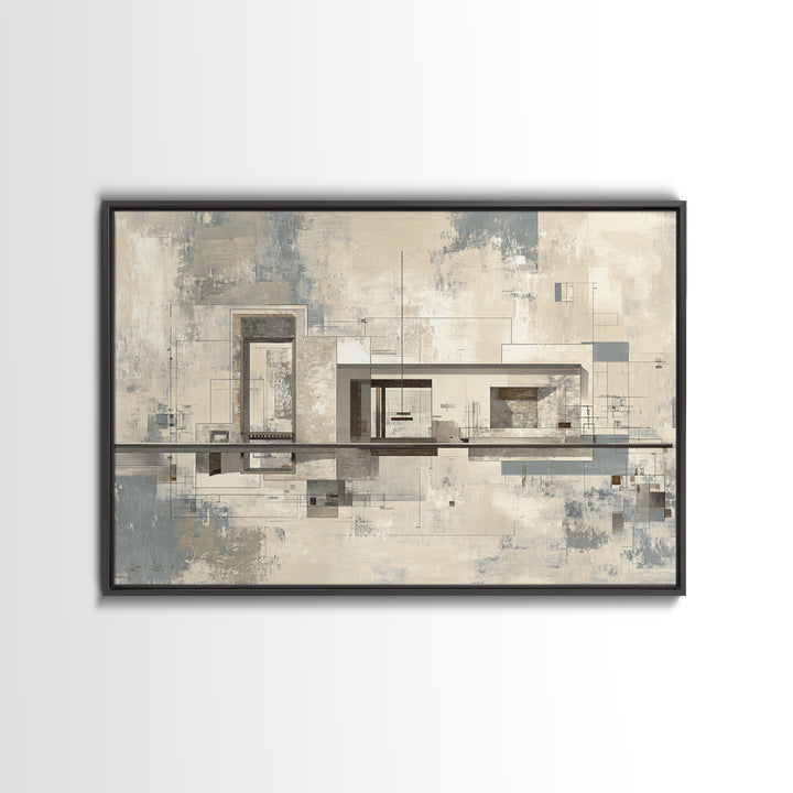 Architectural Line Drawing Framed Canvas Print, Office Art, Wall Decor, Office Decor, Abstract Art, Focus, Wall Prints, OFF-3x2-55