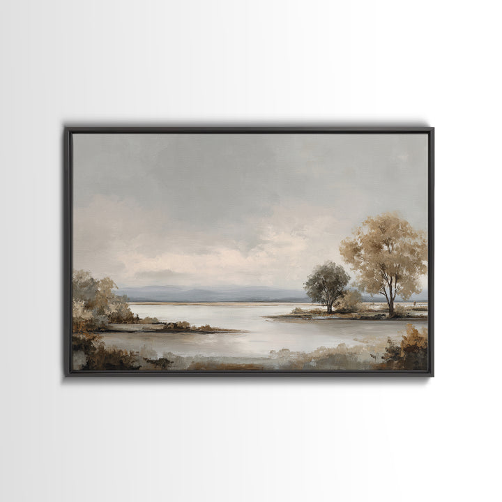 Dignified Neutral Landscape Canvas Print, Office Art, Wall Art, Office Decor, Oil Painting, Focus, Boho, Art Deco, OFF-3x2-83
