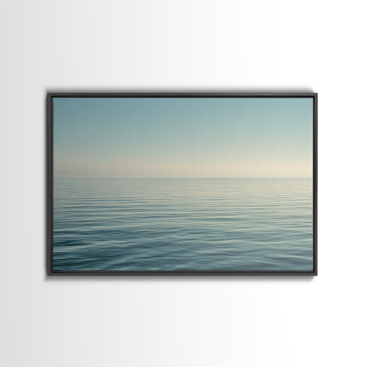 Calm Ocean Horizon for Stress Relief Framed Canvas Print, Office Art, Fine Art Print, Office Decor, Fine Art, Focus, Poster, OFF-3x2-87