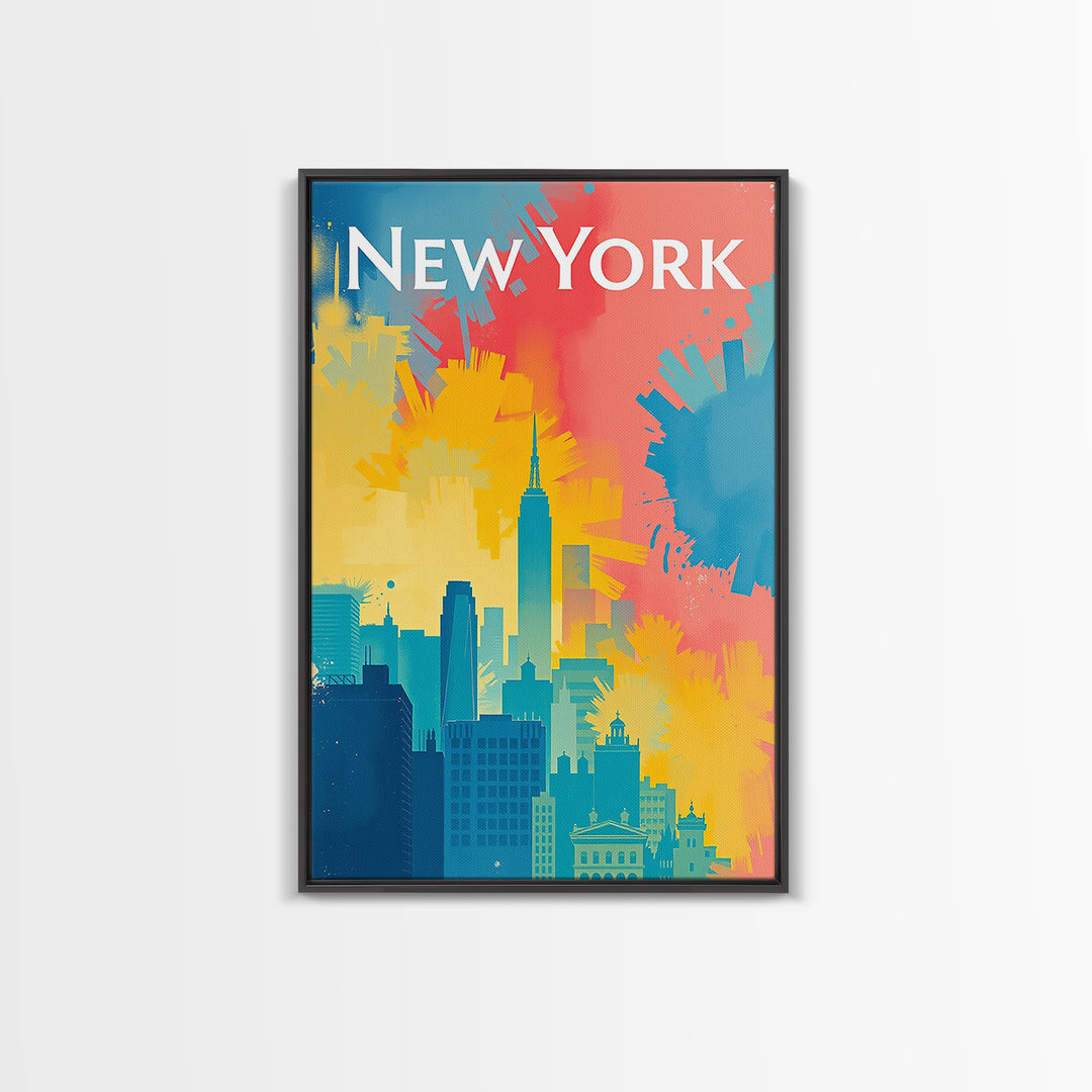 New York Travel Poster, Framed Canvas Print, High Contrast City Poster, New York Art Print, Fine Art Print, Living Room Wall Art