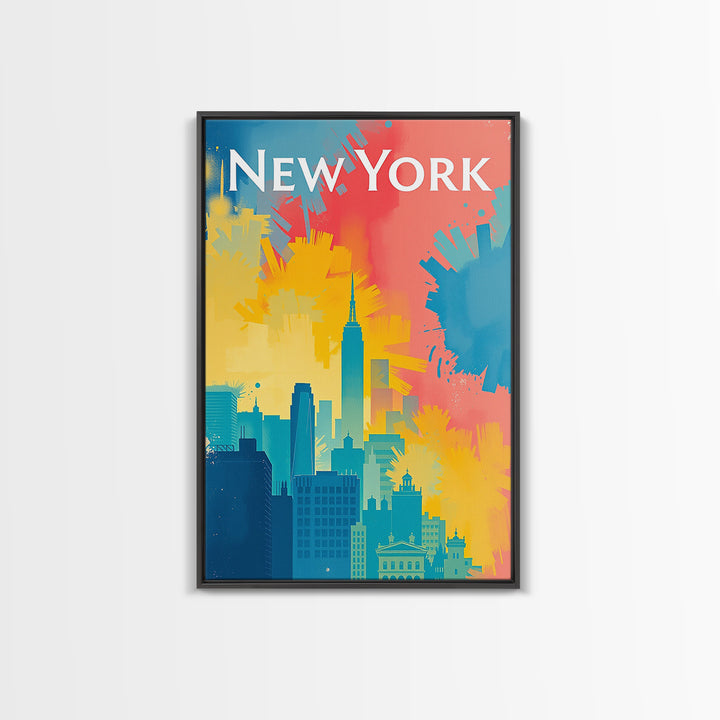 New York Travel Poster, Framed Canvas Print, High Contrast City Poster, New York Art Print, Fine Art Print, Living Room Wall Art