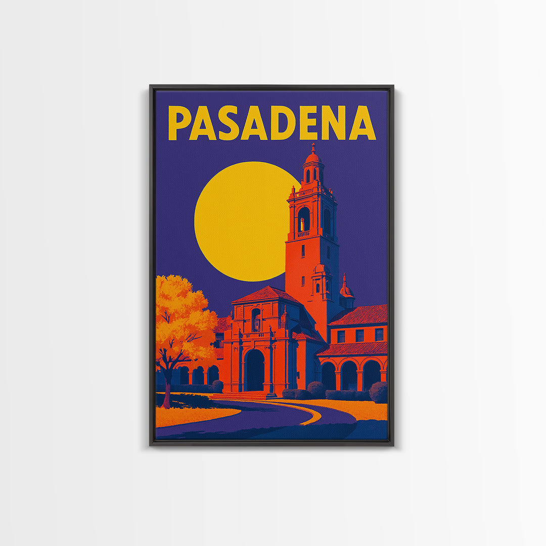 Pasadena Travel Poster, Framed Canvas Print, Vibrant Retro Travel Art, Pasadena Poster Print, Vintage City Art, Vintage Travel Art