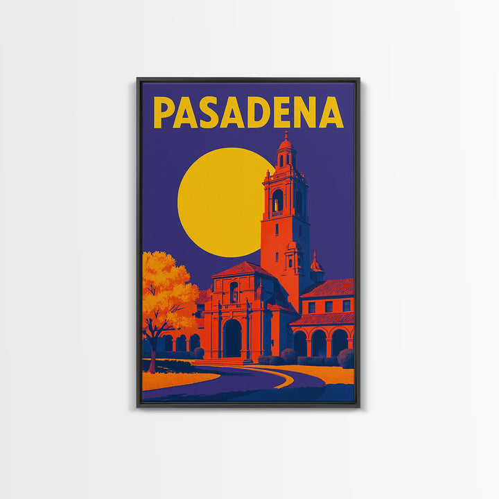 Pasadena Travel Poster, Framed Canvas Print, Vibrant Retro Travel Art, Pasadena Poster Print, Vintage City Art, Vintage Travel Art