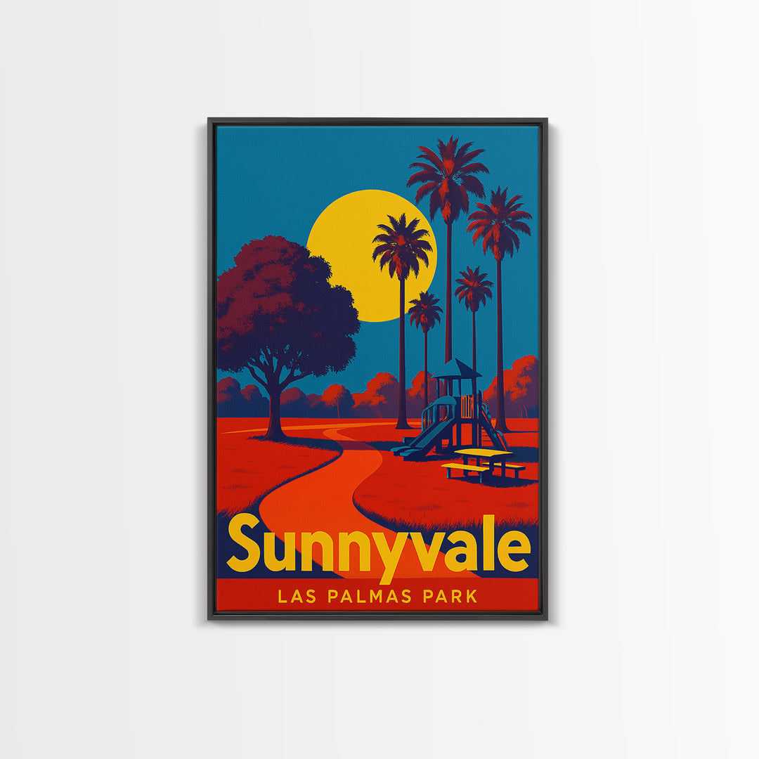 Sunnyvale California Travel Poster, Framed Canvas Print, Bold Pop Art Poster, Sunnyvale Travel Art, Vintage City Poster, Travel Poster Art