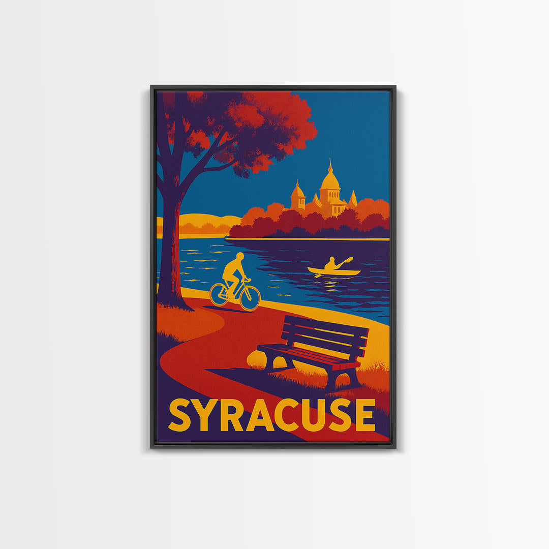 Syracuse Travel Poster, Canvas Print, Vibrant Retro Travel Art, Syracuse Wall Art, Vintage City Poster, Travel Poster Art, Art Print