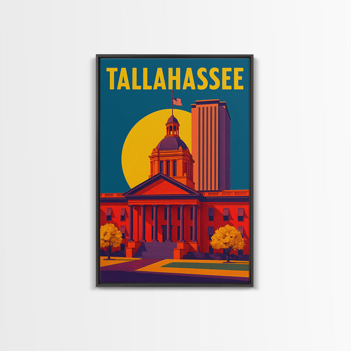 Tallahassee Florida Travel Poster, Canvas Print, High Contrast City Poster, Tallahassee Wall Art, Gift For Travelers, Art Print, Wall Art
