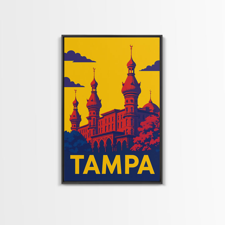 Tampa Travel Poster, Canvas Print, Colorful Graphic Wall Art, Tampa Art Print, Wanderlust Decor, City Travel Prints, Living Room Wall Art