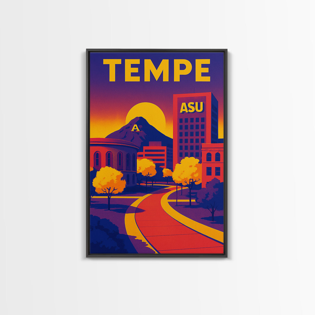 Tempe Travel Poster, Canvas Print, High Contrast City Poster, Tempe City Art, City Travel Prints, Modern Wall Decor, Home Office Decor