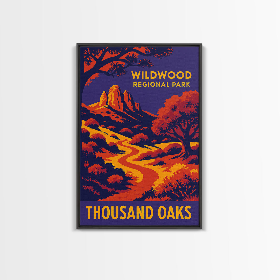 Thousand Oaks California Travel Poster, Canvas Print, Vibrant Retro Travel Art, Thousand Oaks Art Print, Travel Poster Set, Wall Art