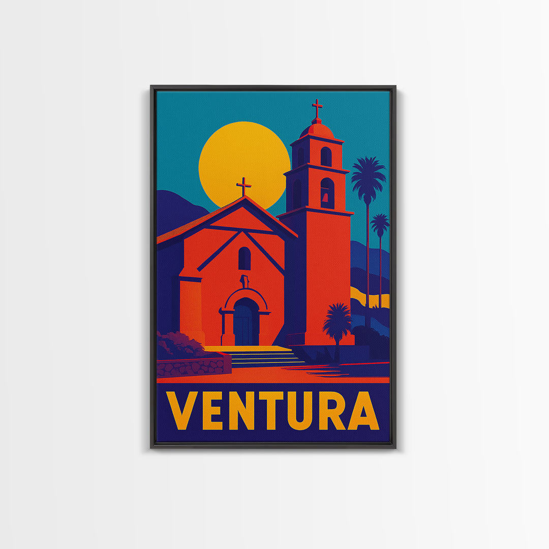 Ventura Travel Poster, Canvas Print, Bold Pop Art Poster, Ventura Wall Art, Gift For Travelers, Vintage City Poster, Vintage City Art