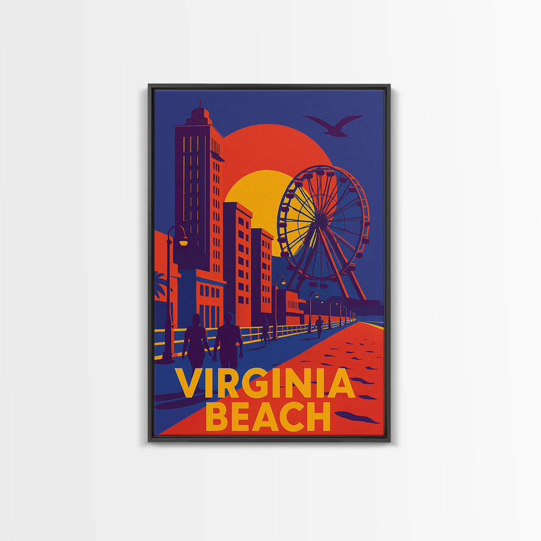 Virginia Beach Virginia Travel Poster, Canvas Print, Vibrant Retro Travel Art, Virginia Beach City Art, Travel Art Print, City Travel Prints