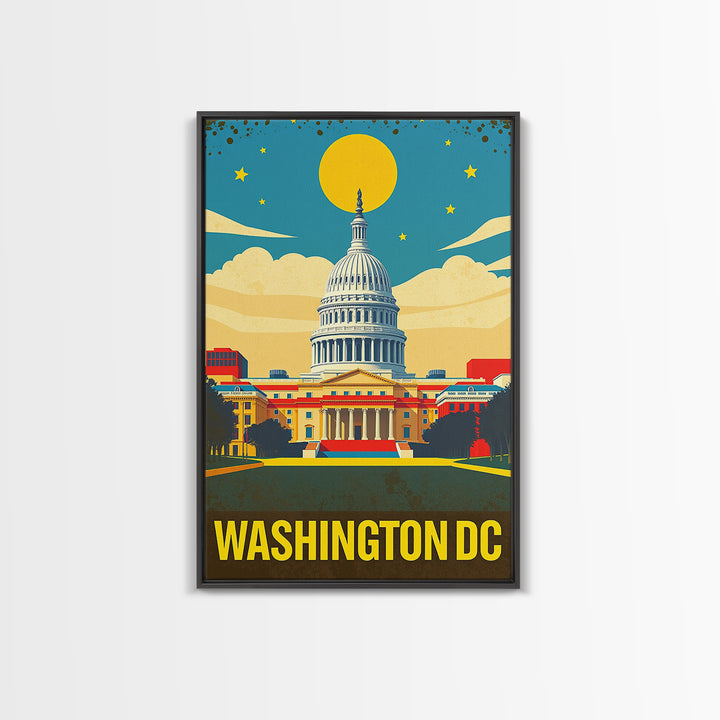 Washignton Travel Poster, Framed Canvas Print, Colorful Graphic Wall Art, Washignton Wall Art, Travel Wall Decor, City Travel Prints