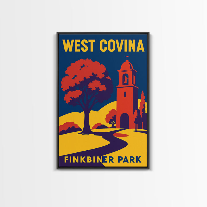 West Covina Travel Poster, Framed Canvas Print, High Contrast City Poster, West Covina Wall Art, Retro Travel Print, Travel Poster Set