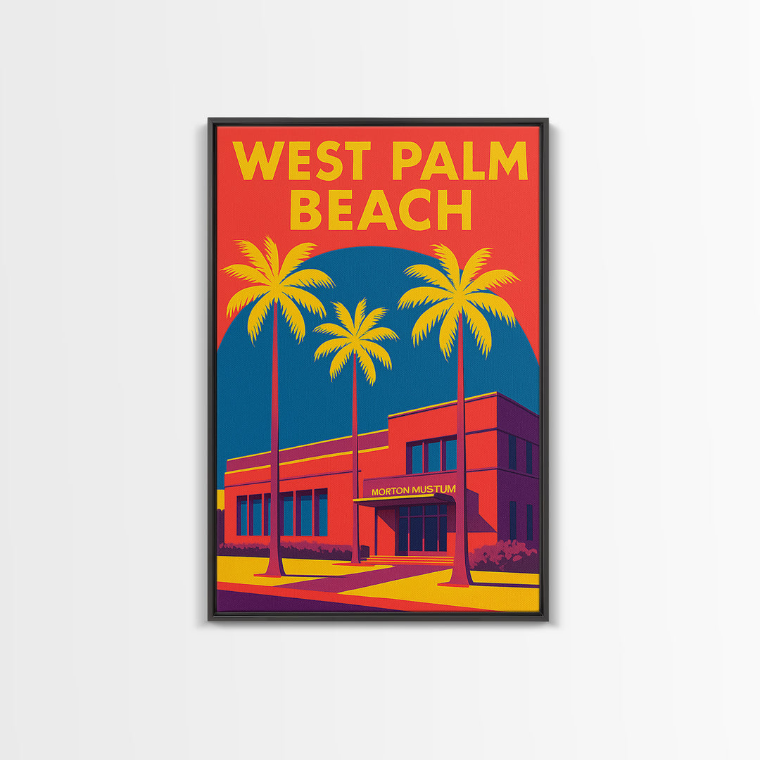 West Palm Beach Florida Travel Poster, Canvas Print, Vibrant Retro Travel Art, West Palm Beach Travel Art, Vintage City Art