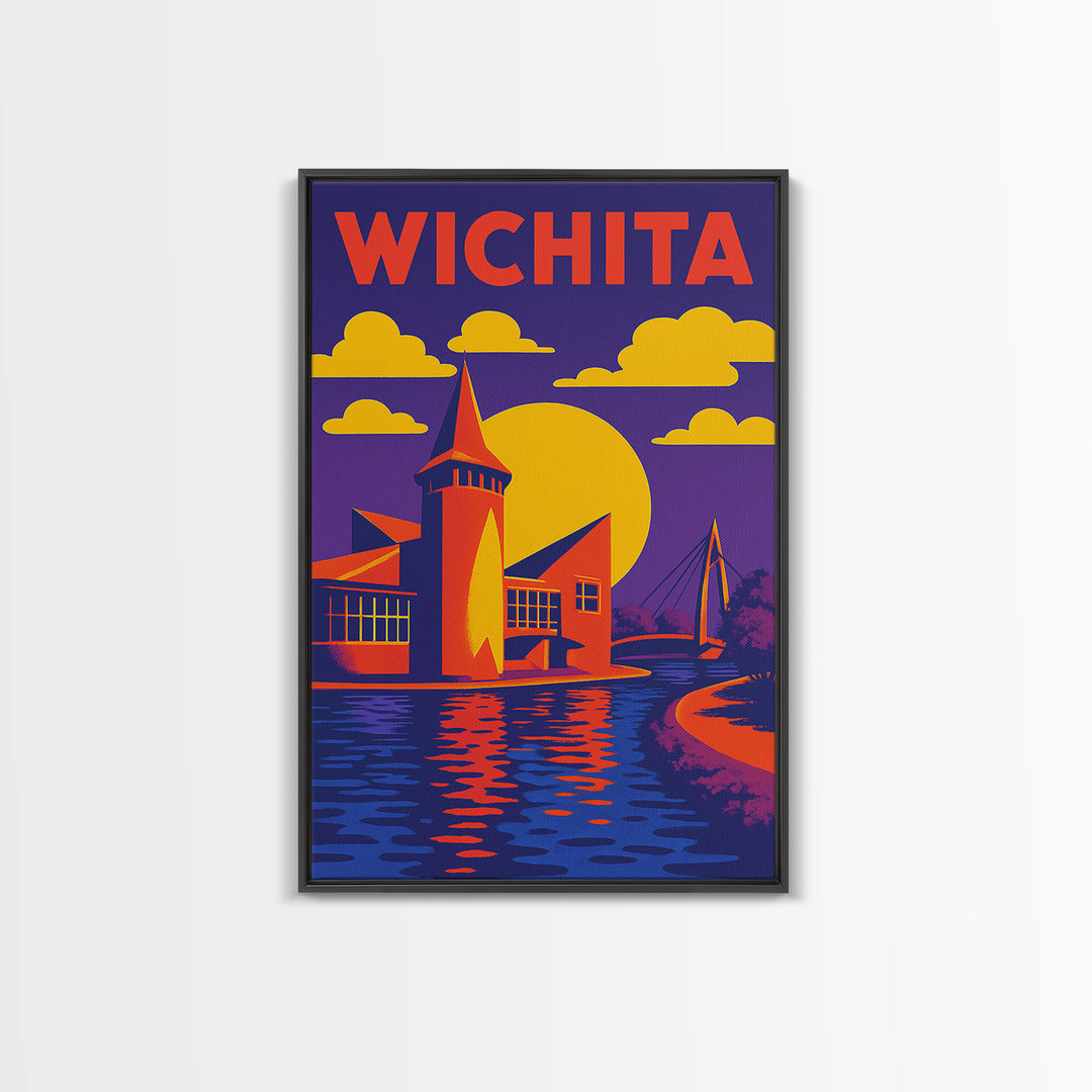 Wichita Travel Poster, Canvas Print, High Contrast City Poster, Wichita City Art, Vintage Travel Art, Travel Wall Art, Fine Art Print