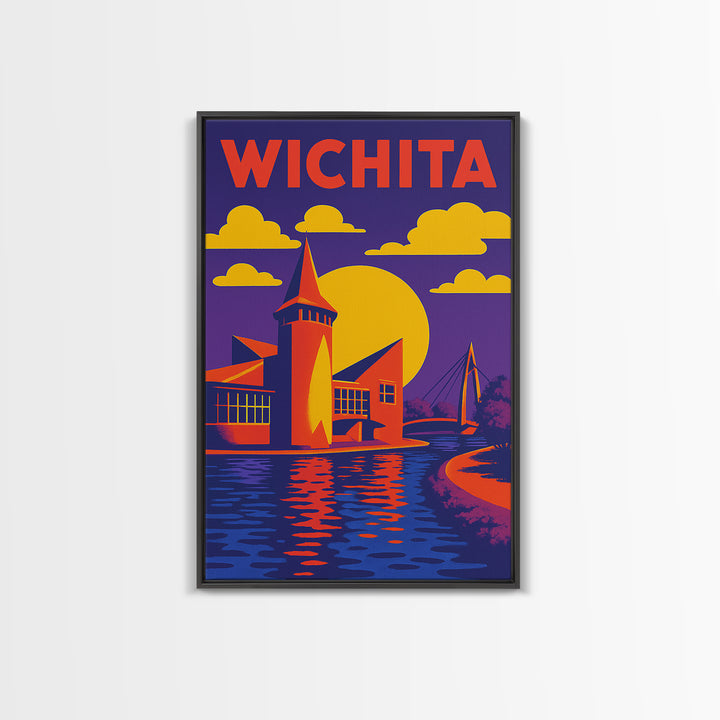 Wichita Travel Poster, Canvas Print, High Contrast City Poster, Wichita City Art, Vintage Travel Art, Travel Wall Art, Fine Art Print