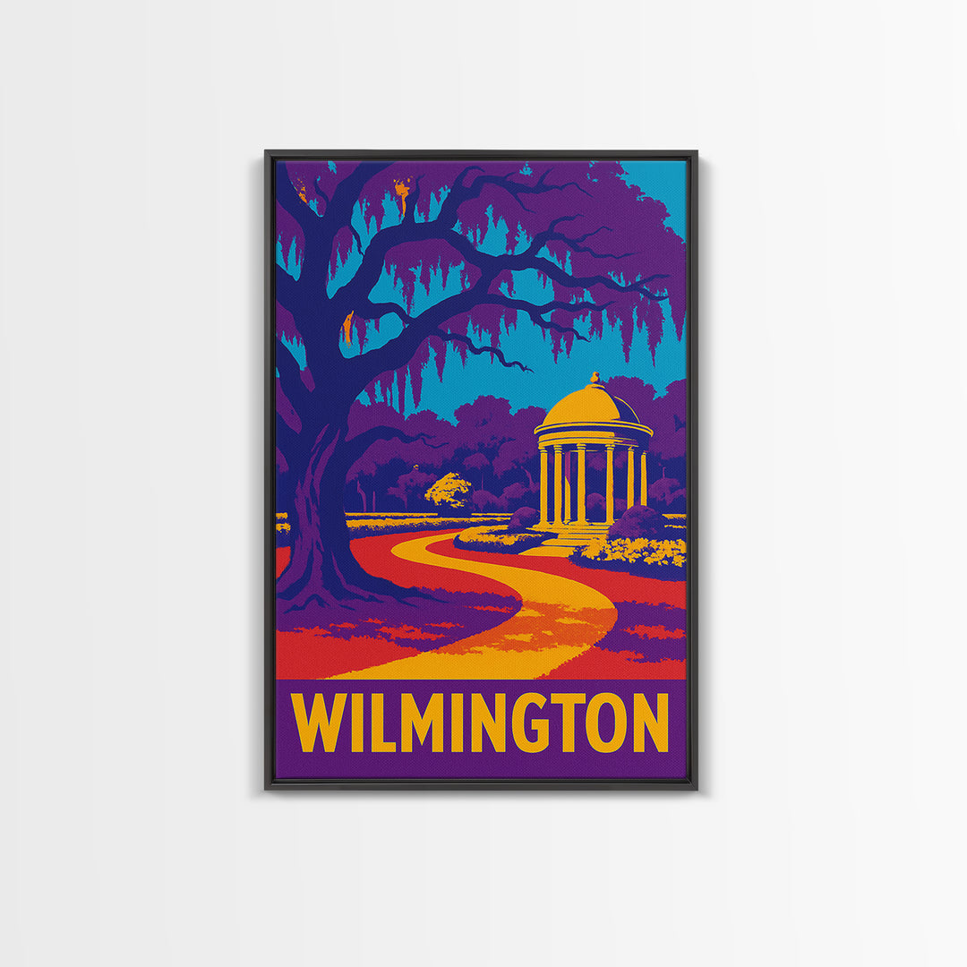 Wilmington Travel Poster, Framed Canvas Print, High Contrast City Poster, Wilmington Poster Print, Fine Art Print, Travel Art Print