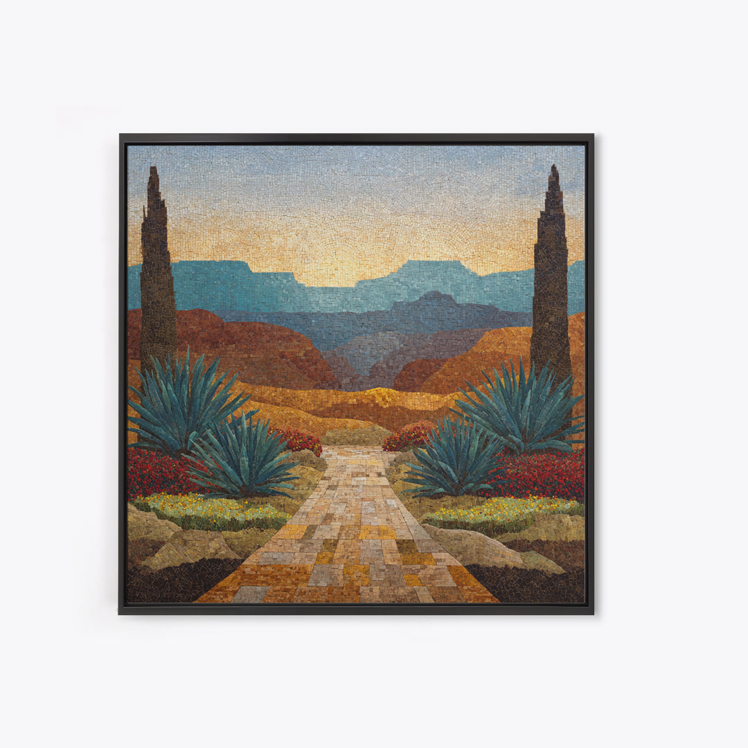 Desert Patio Agave and Bougainvillea Canvas Print, Patio Art, Yard Decor, Patio Decor, Fine Art, Outdoor, Luxury Decor, PAT-1x1-17