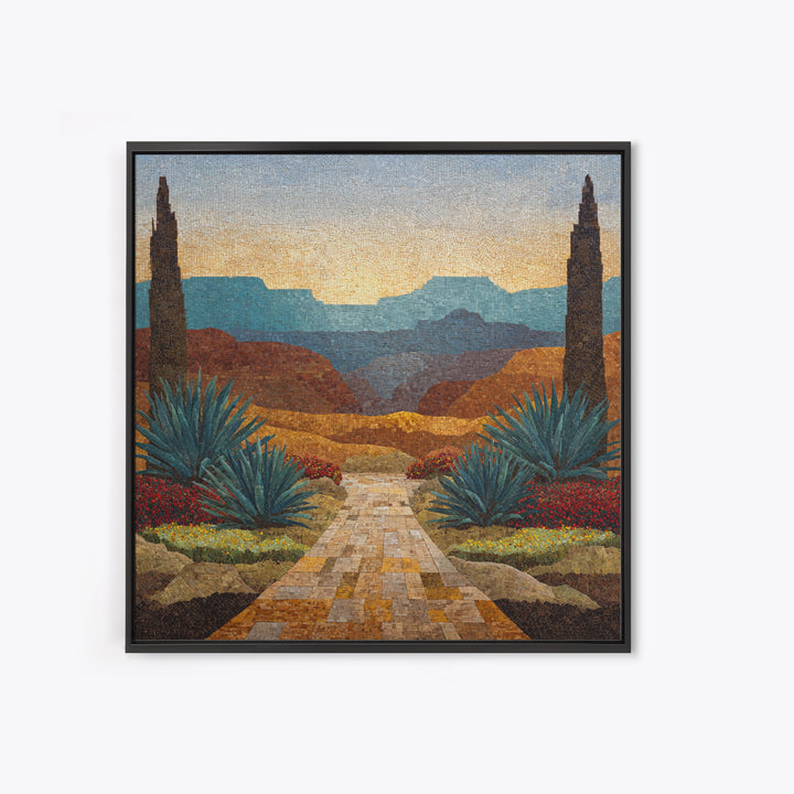 Desert Patio Agave and Bougainvillea Canvas Print, Patio Art, Yard Decor, Patio Decor, Fine Art, Outdoor, Luxury Decor, PAT-1x1-17