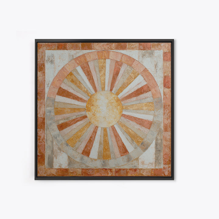 Sun Motif with Warm Terracotta Rays Canvas Print, Patio Art, Bar Art, Patio Decor, Outdoor, Outdoor Art, Gallery Decor, PAT-1x1-18
