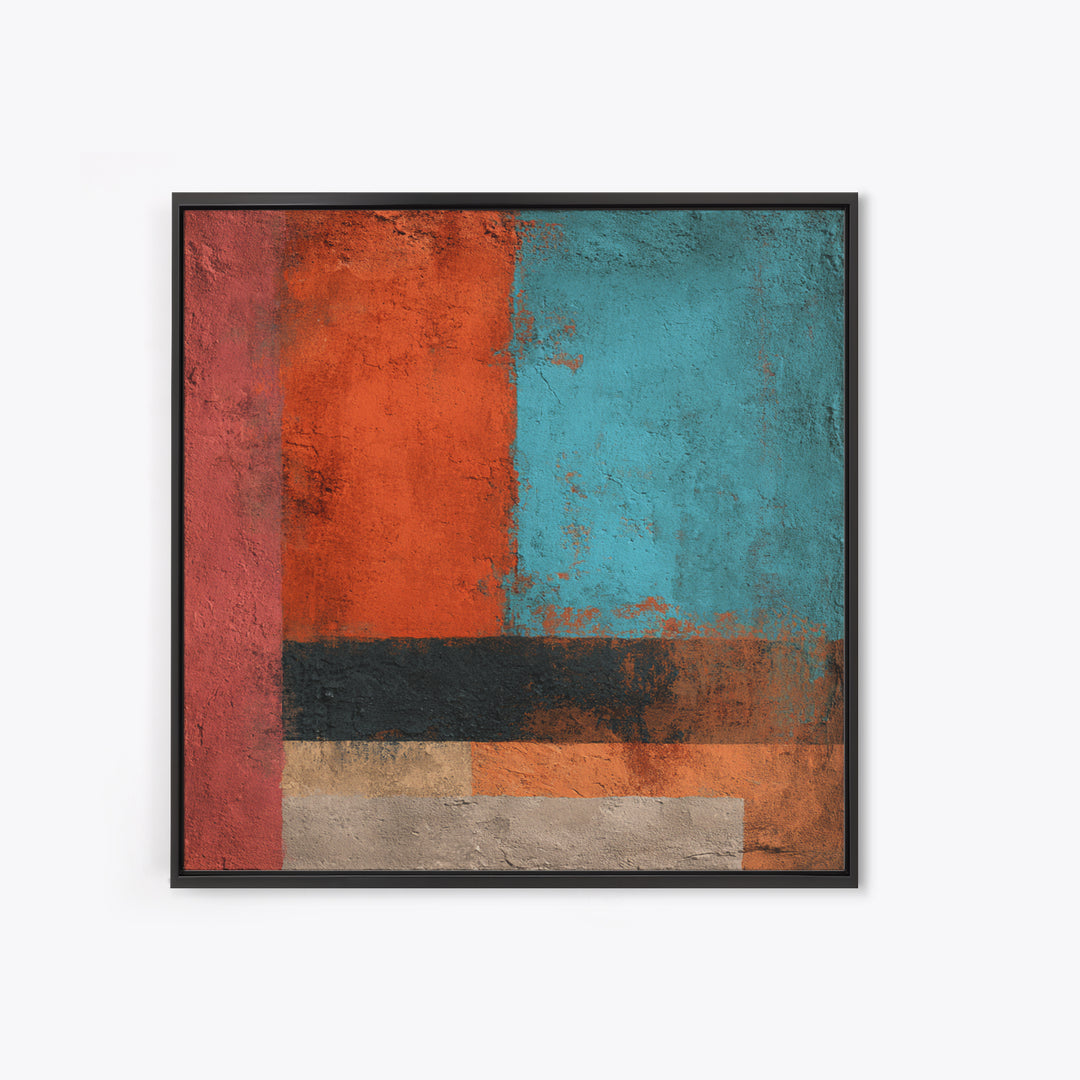 Bright Coral and Turquoise Abstract for Outdoors Canvas Print, Patio Art, Outdoor Wall Art, Patio Decor, Abstract Art, Outdoor, PAT-1x1-36