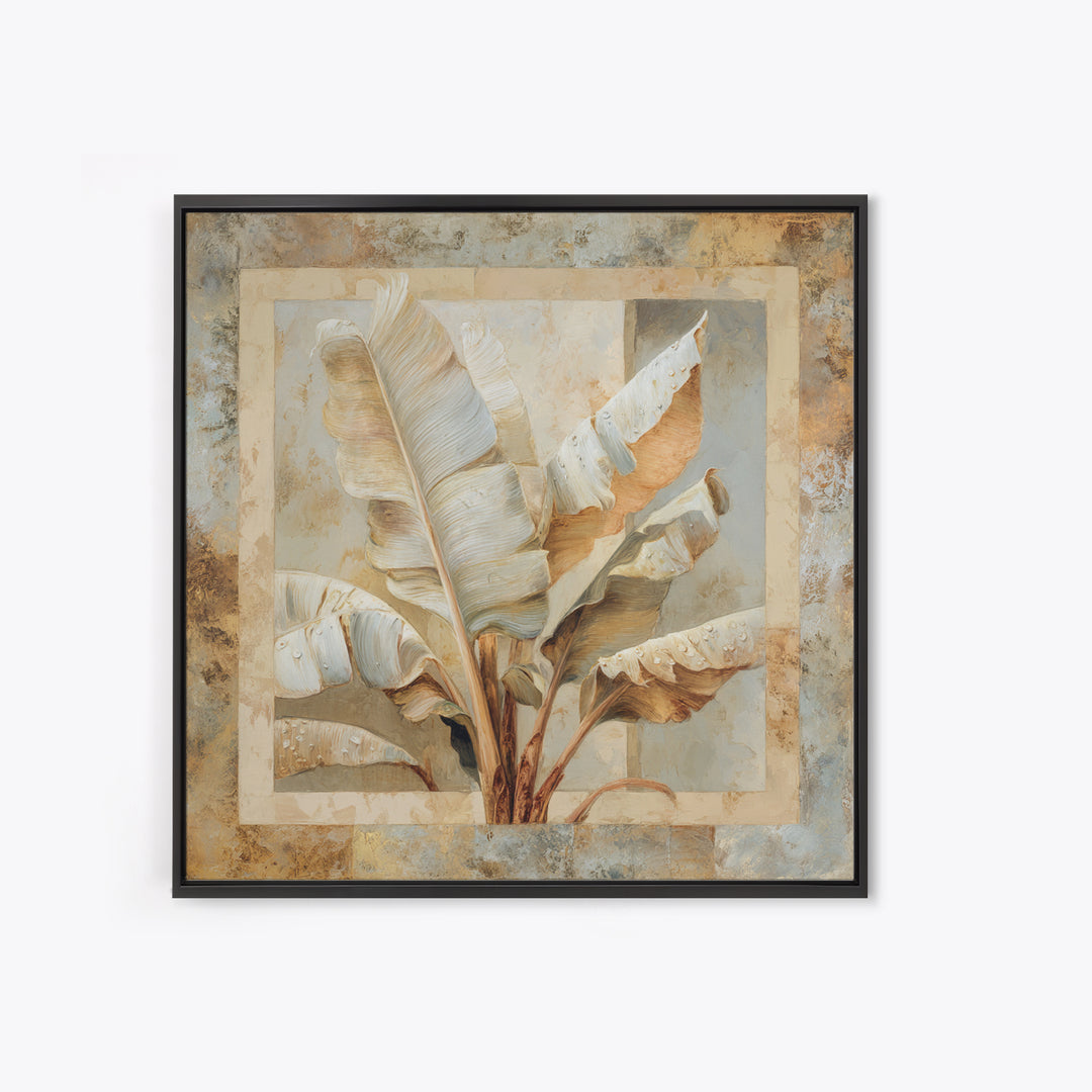 Banana Leaves with Rain Drop Details Framed Canvas Print, Patio Art, Art Print, Patio Decor, Fine Art, Outdoor, Garden Decor, PAT-1x1-40