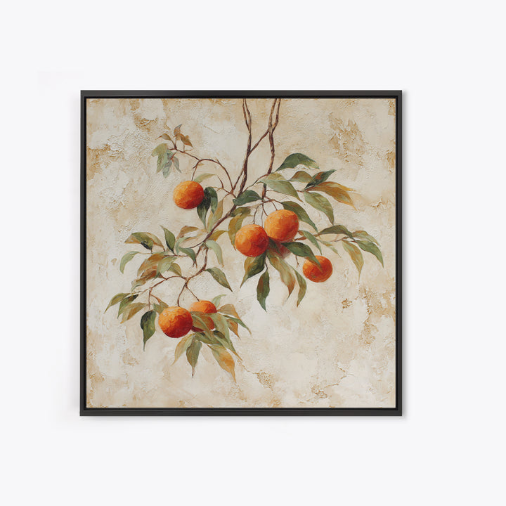 Orange Tree Branch Framed Canvas Print, Patio Art, Lake House Decor, Patio Decor, Oil Painting, Outdoor, Boho Decor, PAT-1x1-46