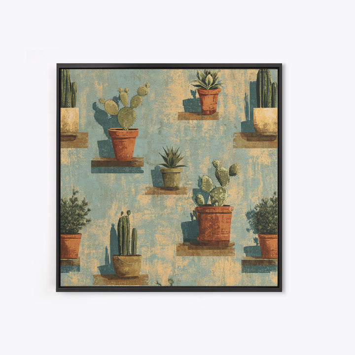Cactus and Agave Framed Canvas Print, Patio Art, Patio Decor, Fine Art, Outdoor, Gallery Decor, Neutral Decor, Modern Decor, PAT-1x1-52