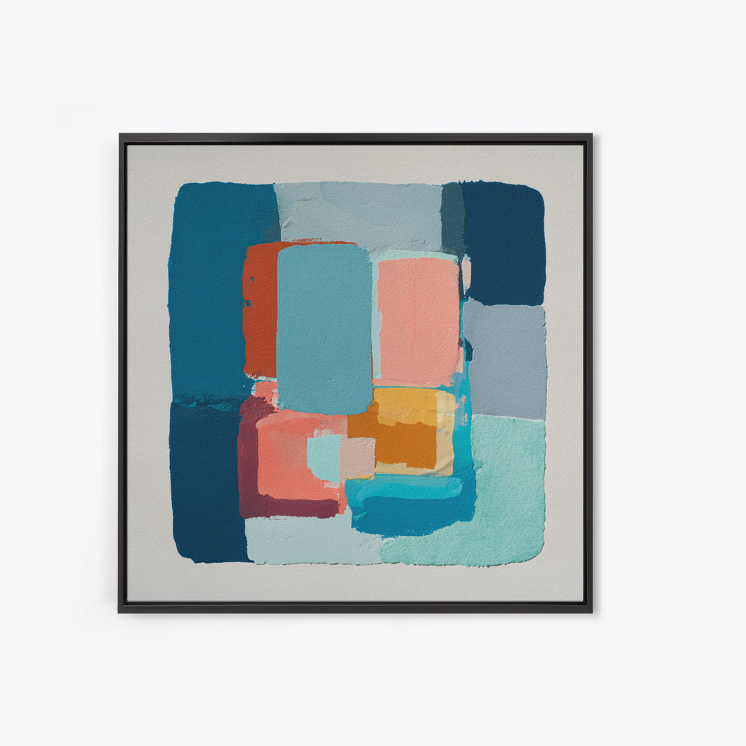 Bright Coral and Turquoise Abstract for Outdoors Canvas Print, Patio Art, Beach House Decor, Patio Decor, Abstract Art, Outdoor, PAT-1x1-60
