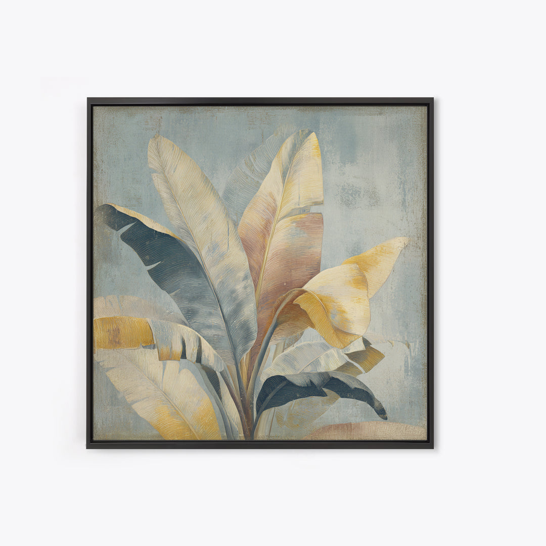 Banana Leaves with Rain Drop Details Framed Canvas Print, Patio Art, Coastal Wall Decor, Patio Decor, Fine Art, Outdoor, PAT-1x1-64