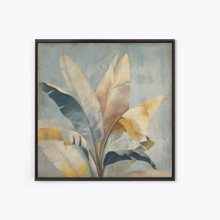 Banana Leaves with Rain Drop Details Framed Canvas Print, Patio Art, Coastal Wall Decor, Patio Decor, Fine Art, Outdoor, PAT-1x1-64