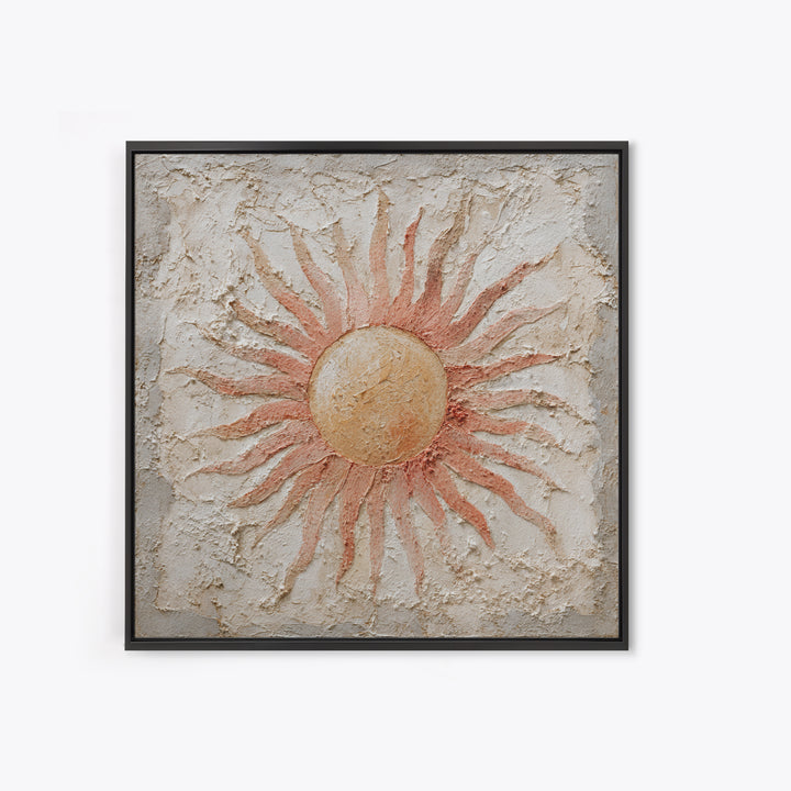 Sun Motif with Warm Terracotta Rays Canvas Print, Patio Art, Rustic Decor, Patio Decor, Fine Art, Outdoor, Textured Painting, PAT-1x1-90