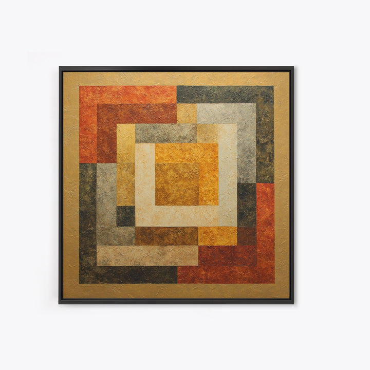 Warm Geometric Tile Pattern Framed Canvas Print, Patio Art, Outdoor Decor, Patio Decor, Abstract Art, Outdoor, Bar Art, PAT-1x1-96