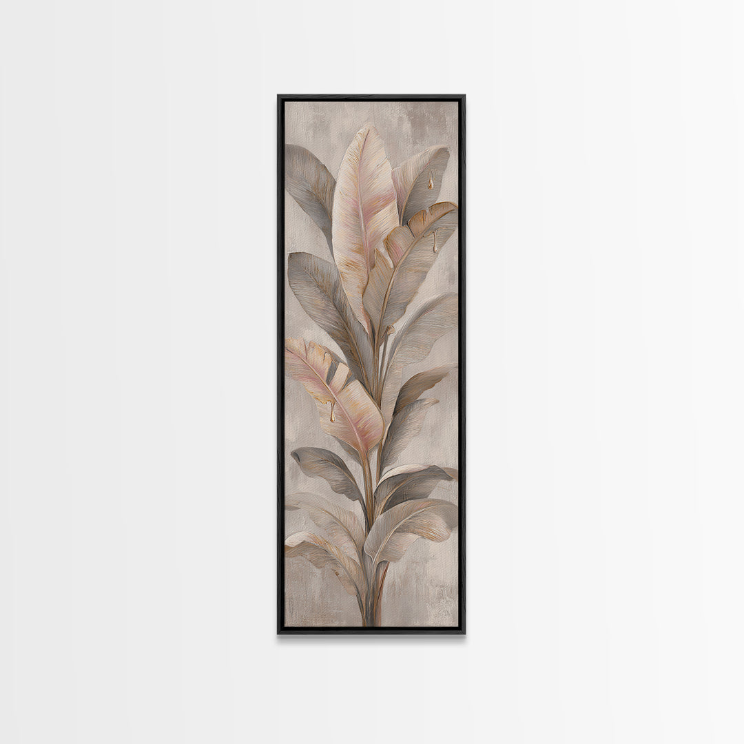 Banana Leaves with Rain Drop Details Canvas Print, Patio Art, Patio Decor, Fine Art, Outdoor, Gallery Decor, Neutral Decor, PAT-1x3-100