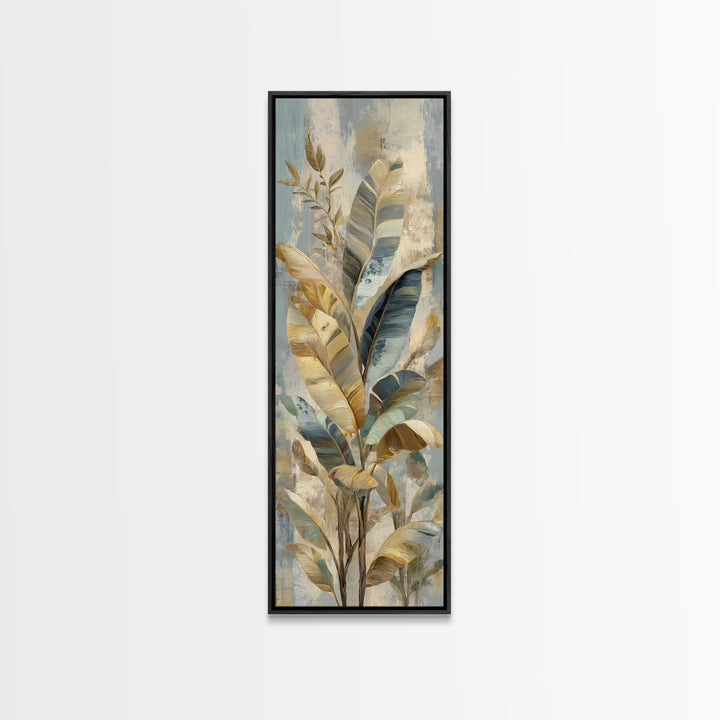 Banana Leaves with Rain Drop Details Framed Canvas Print, Patio Art, Home Decor, Patio Decor, Outdoor, Floral Wall Art, PAT-1x3-52