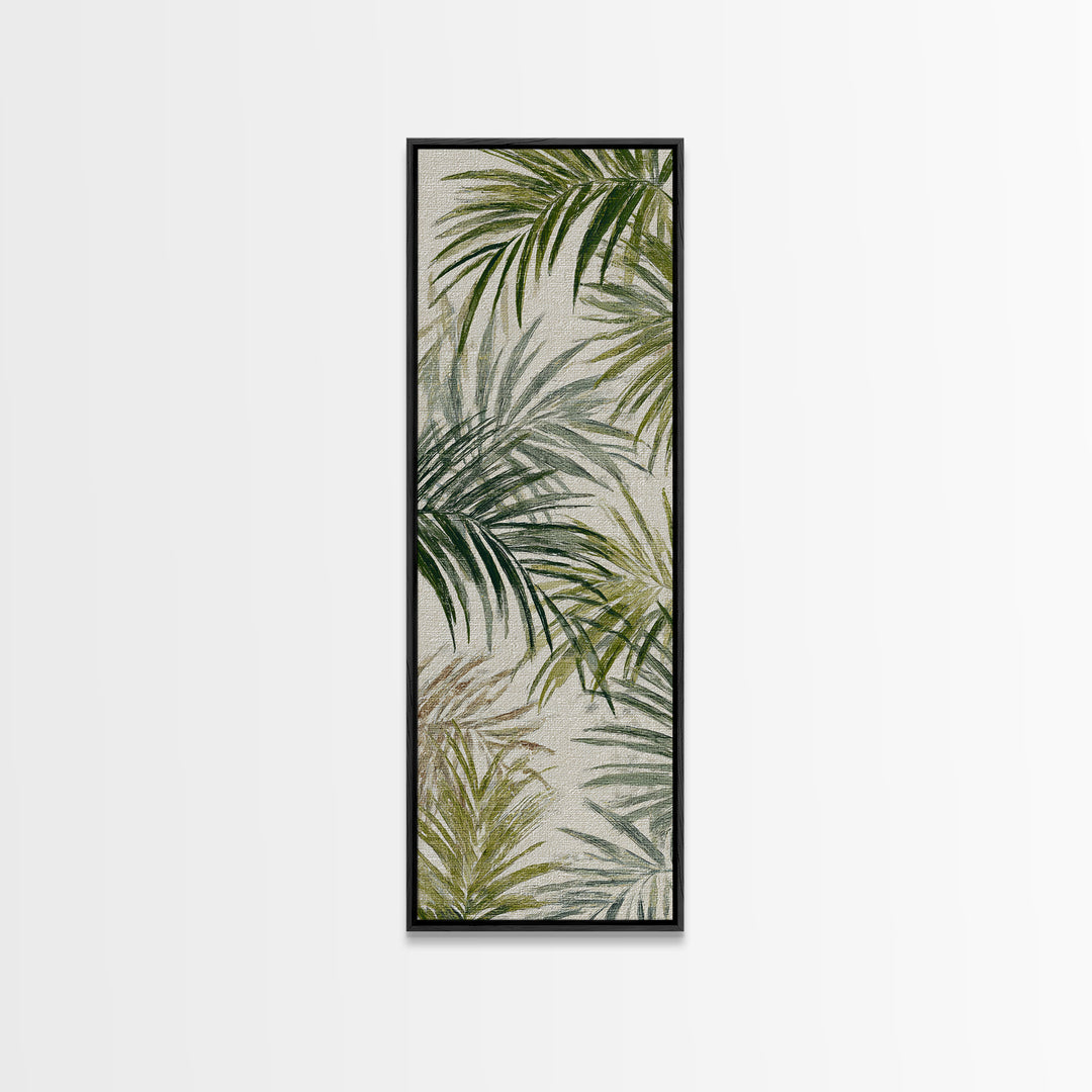 Tropical Palm Fronds Framed Canvas Print, Patio Art, Textured Painting, Patio Decor, Fine Art, Outdoor, Outdoor Wall Art, PAT-1x3-61