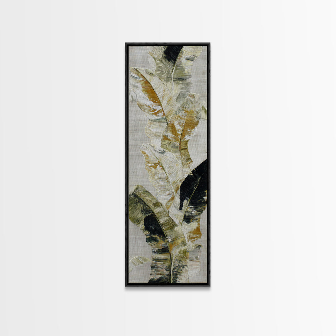 Banana Leaves with Rain Drop Details Framed Canvas Print, Patio Art, Outdoor Wall Decor, Patio Decor, Oil Painting, Outdoor, PAT-1x3-76