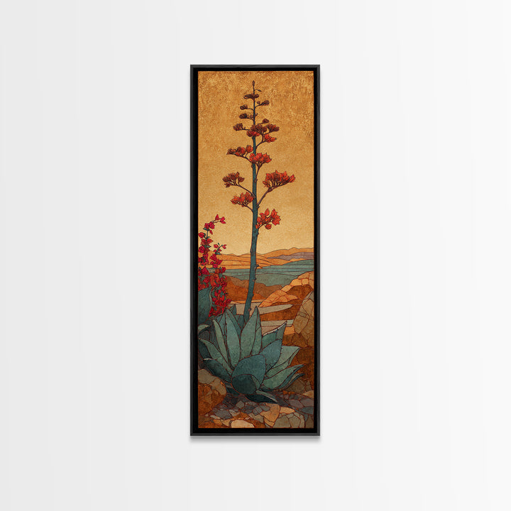 Desert Patio Agave and Bougainvillea Canvas Print, Patio Art, Art Print, Patio Decor, Fine Art, Outdoor, Garden Decor, PAT-1x3-77