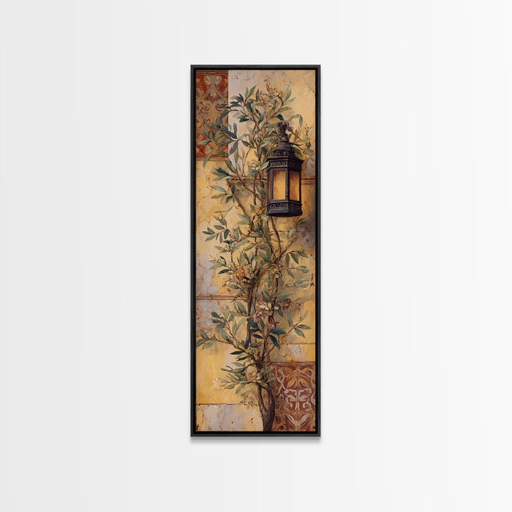 Olive Branch Wreath on Warm Plaster Canvas Print, Patio Art, Minimalist Decor, Patio Decor, Fine Art, Outdoor, Yard Art, PAT-1x3-93