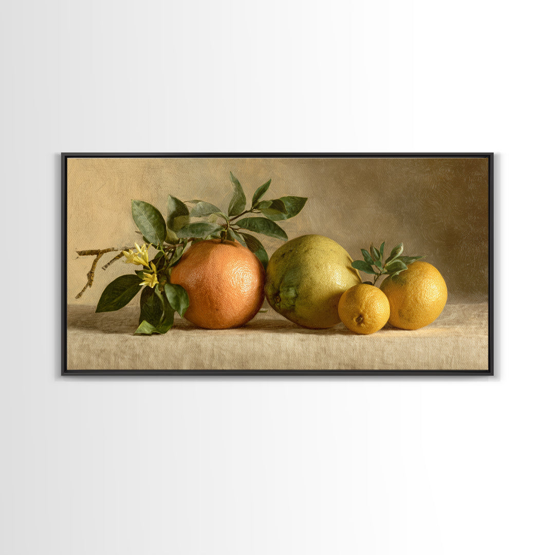 Outdoor Citrus Still Life Framed Canvas Print, Patio Art, Home Decor, Patio Decor, Fine Art, Outdoor, Floral Wall Art, PAT-2x1-1