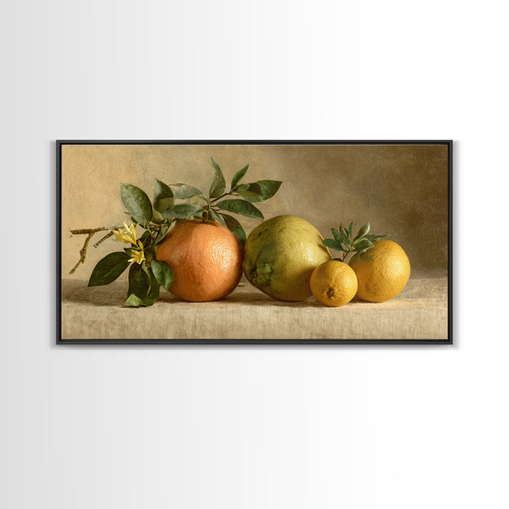 Outdoor Citrus Still Life Framed Canvas Print, Patio Art, Home Decor, Patio Decor, Fine Art, Outdoor, Floral Wall Art, PAT-2x1-1