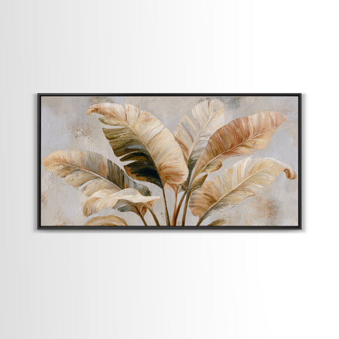 Banana Leaves with Rain Drop Details Framed Canvas Print, Patio Art, Art Print, Patio Decor, Fine Art, Outdoor, Garden Decor, PAT-2x1-12