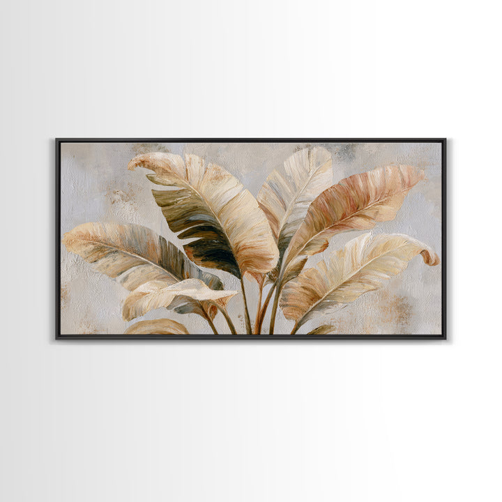 Banana Leaves with Rain Drop Details Framed Canvas Print, Patio Art, Art Print, Patio Decor, Fine Art, Outdoor, Garden Decor, PAT-2x1-12