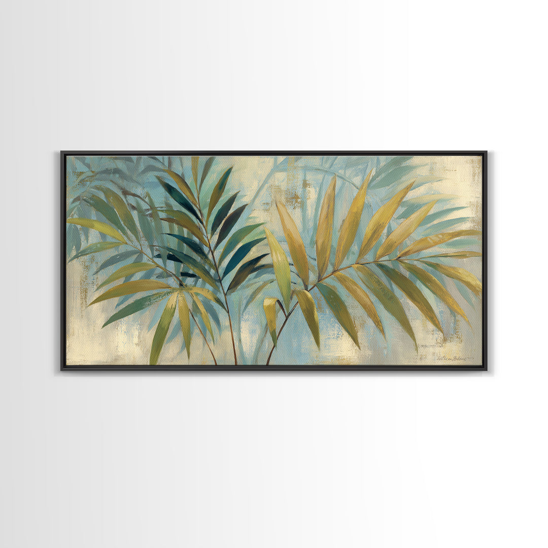 Tropical Palm Fronds Canvas Print, Patio Art, Wall Art, Patio Decor, Oil Painting, Outdoor, Outdoor Wall Decor, Floral Wall Art, PAT-2x1-21