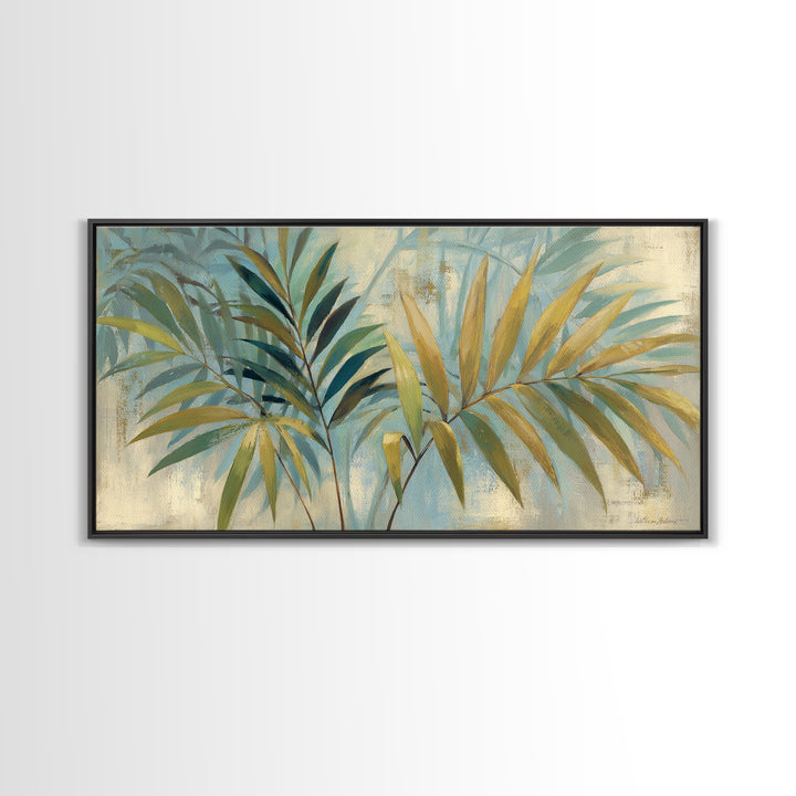 Tropical Palm Fronds Canvas Print, Patio Art, Wall Art, Patio Decor, Oil Painting, Outdoor, Outdoor Wall Decor, Floral Wall Art, PAT-2x1-21
