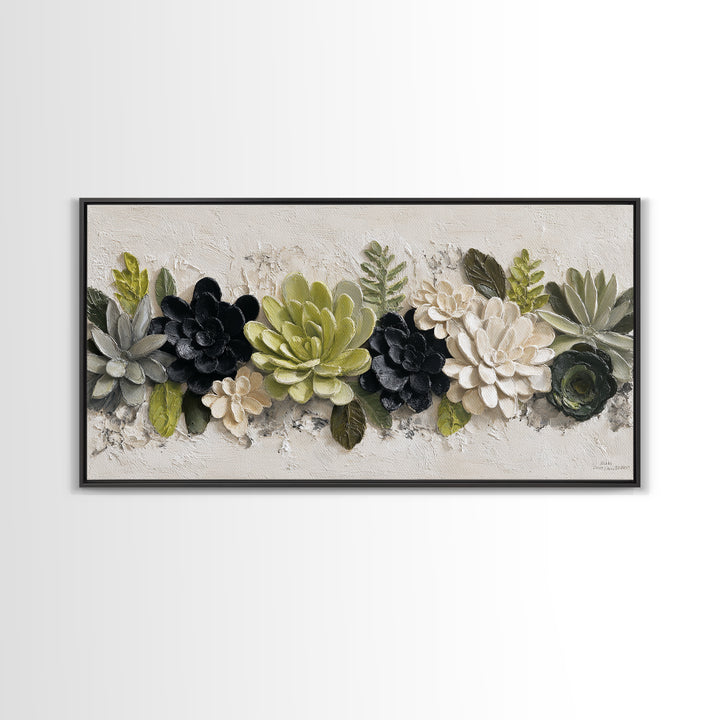 Succulent Collection in Ceramic Planters Canvas Print, Patio Art, Contemporary Art, Patio Decor, Fine Art, Outdoor, Metal Art, PAT-2x1-41