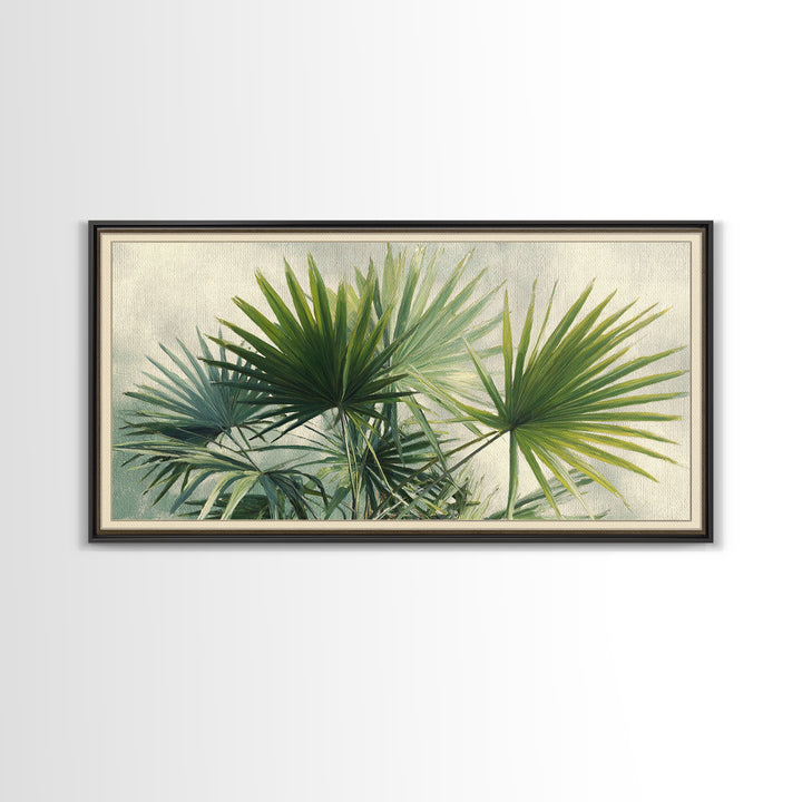 Tropical Palm Fronds Framed Canvas Print, Patio Art, Wall Hanging, Patio Decor, Fine Art, Outdoor, Beach Art, Beach House Decor, PAT-2x1-45