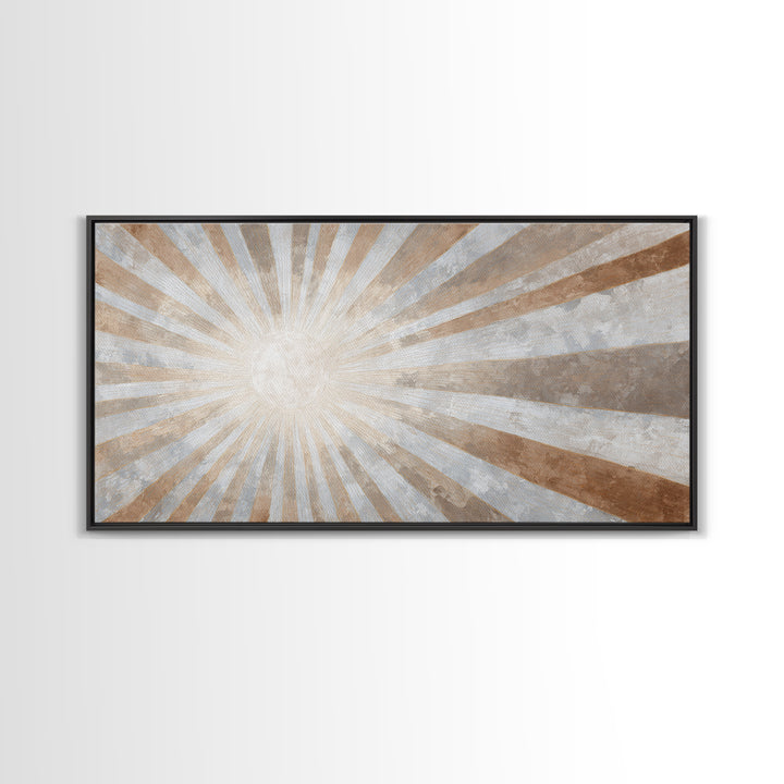 Sun Motif with Warm Terracotta Rays Canvas Print, Patio Art, Room Decor, Patio Decor, Oil Painting, Outdoor, Garden Art, PAT-2x1-62