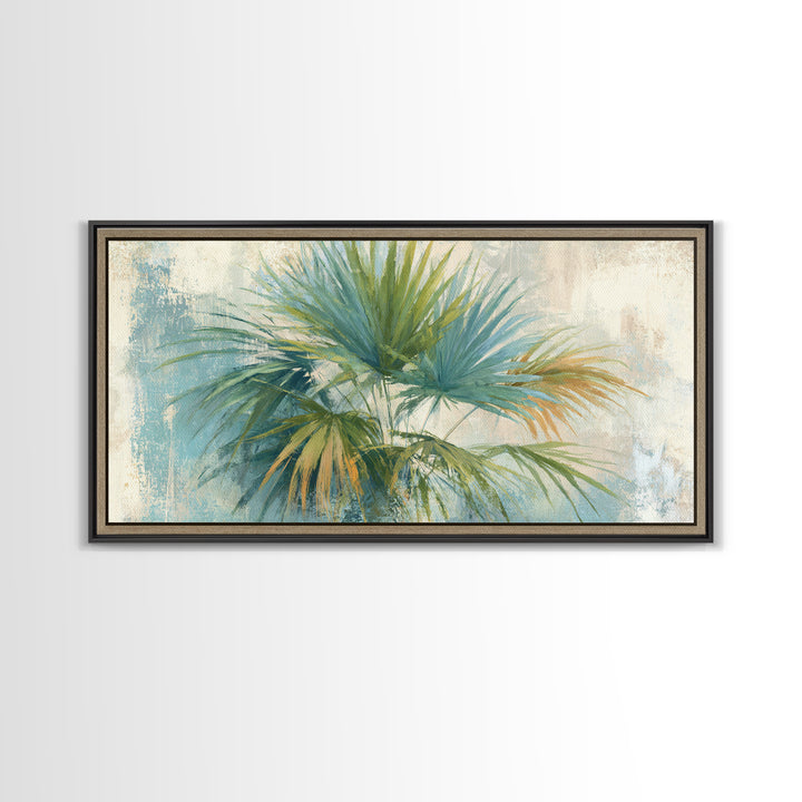 Tropical Palm Fronds Canvas Print, Patio Art, Metal Art, Patio Decor, Outdoor, Patio Cushions, Yard Decor, Mixed Media Art, PAT-2x1-93